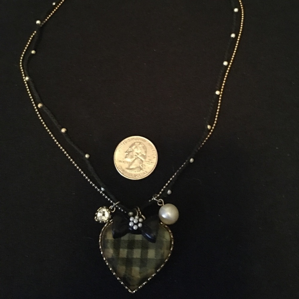 Besty Johnson gingham heart necklace